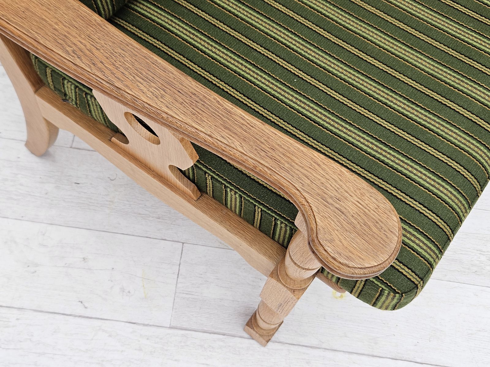 1970s, Danish Design, Oak Wood Armchair In Furniture Wool, Original Condition. photo 750.0