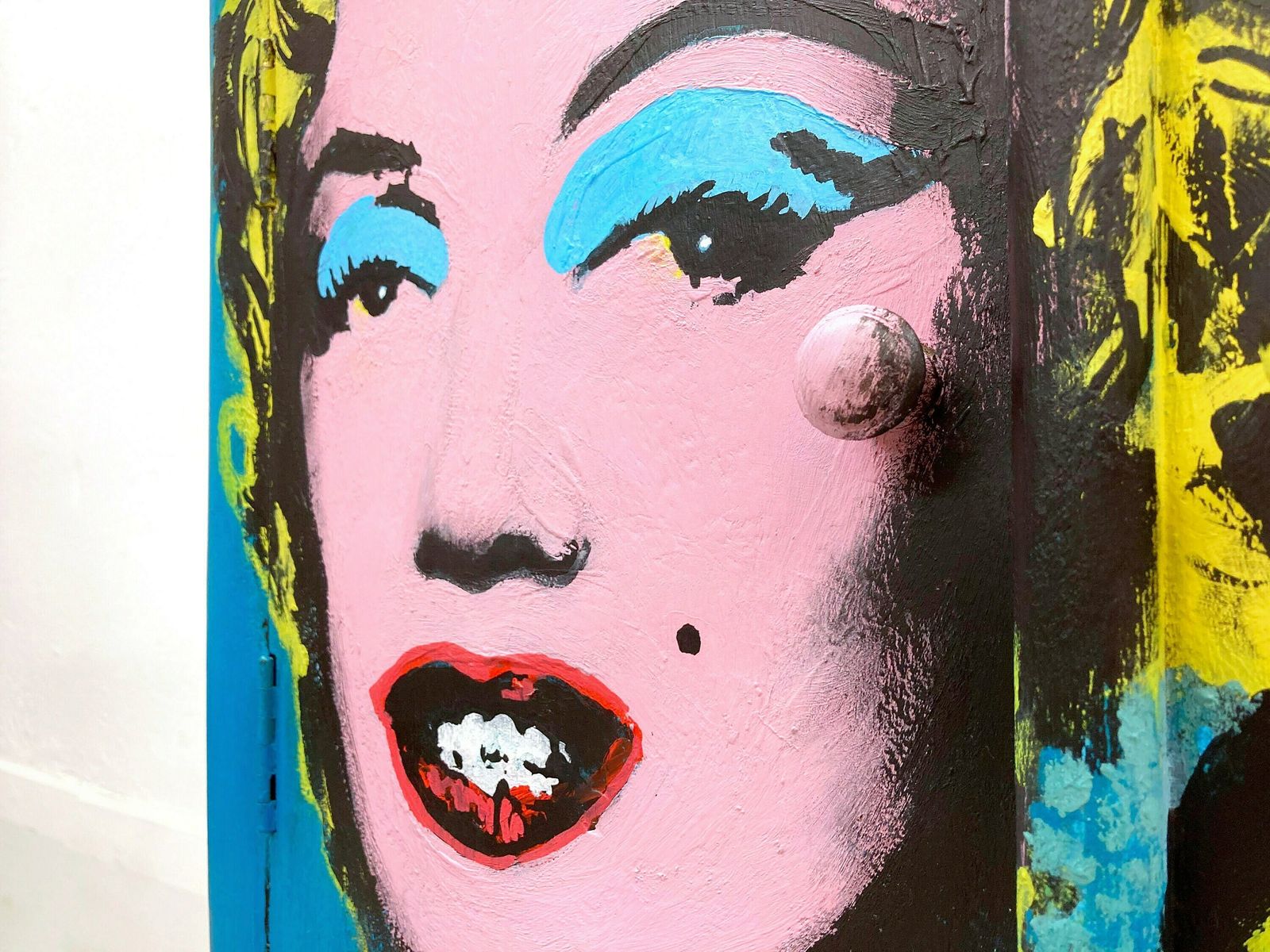 Two Side Cupboards. Pop Art. Andy Warhol, Marilyn Monroe. Hand Painted Cabinet. Bedroom, Dining Room, Lounge Furniture. Solid Mahogany Wood photo buy