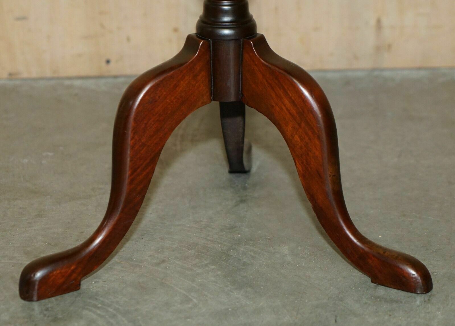 Two Tiered Antique Mahogany Tripod Table With Rotating Middle Shelf photo vintage