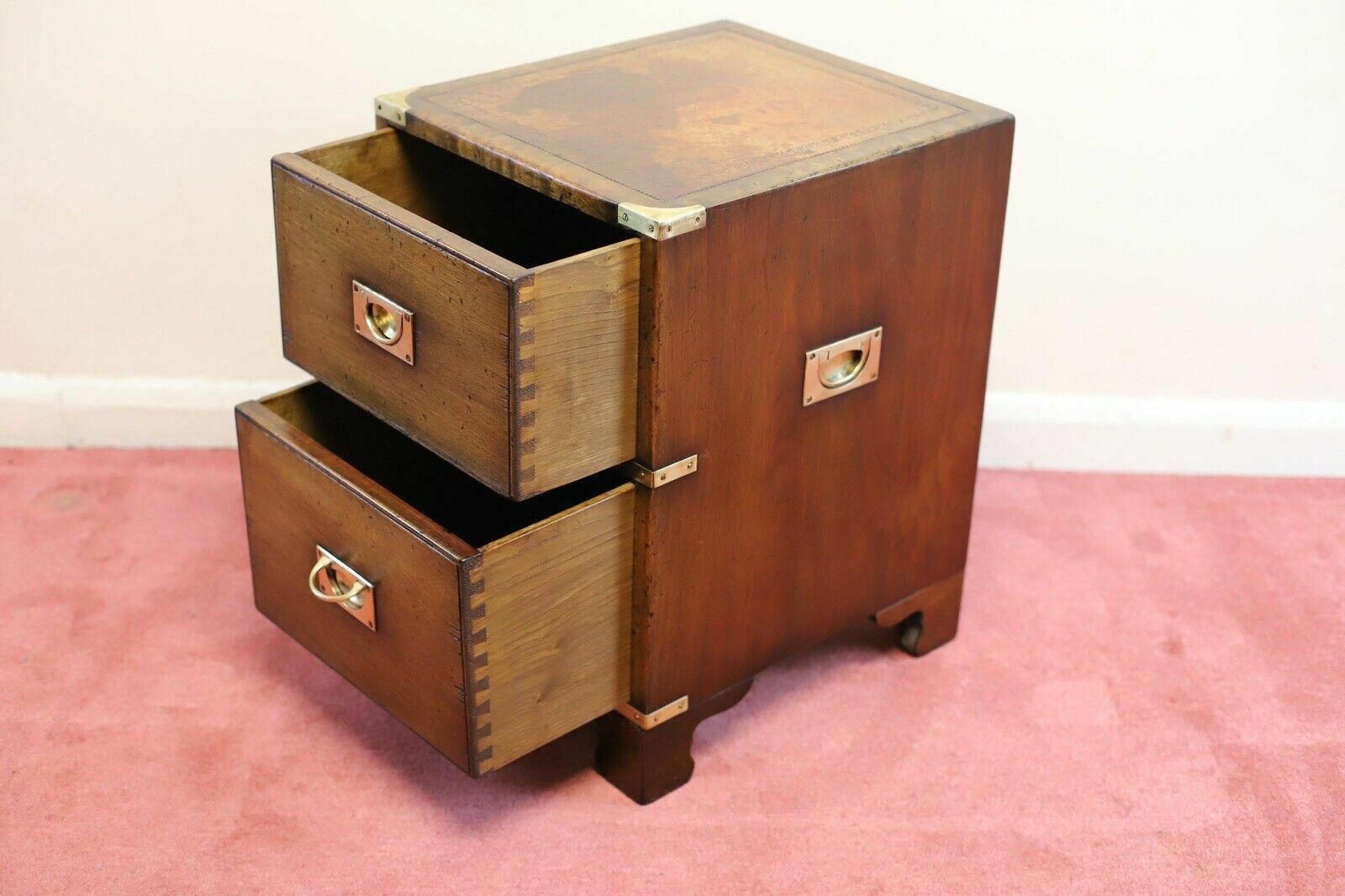 Lovely Harrods London Military Campaign Bedside Table photo 895.0