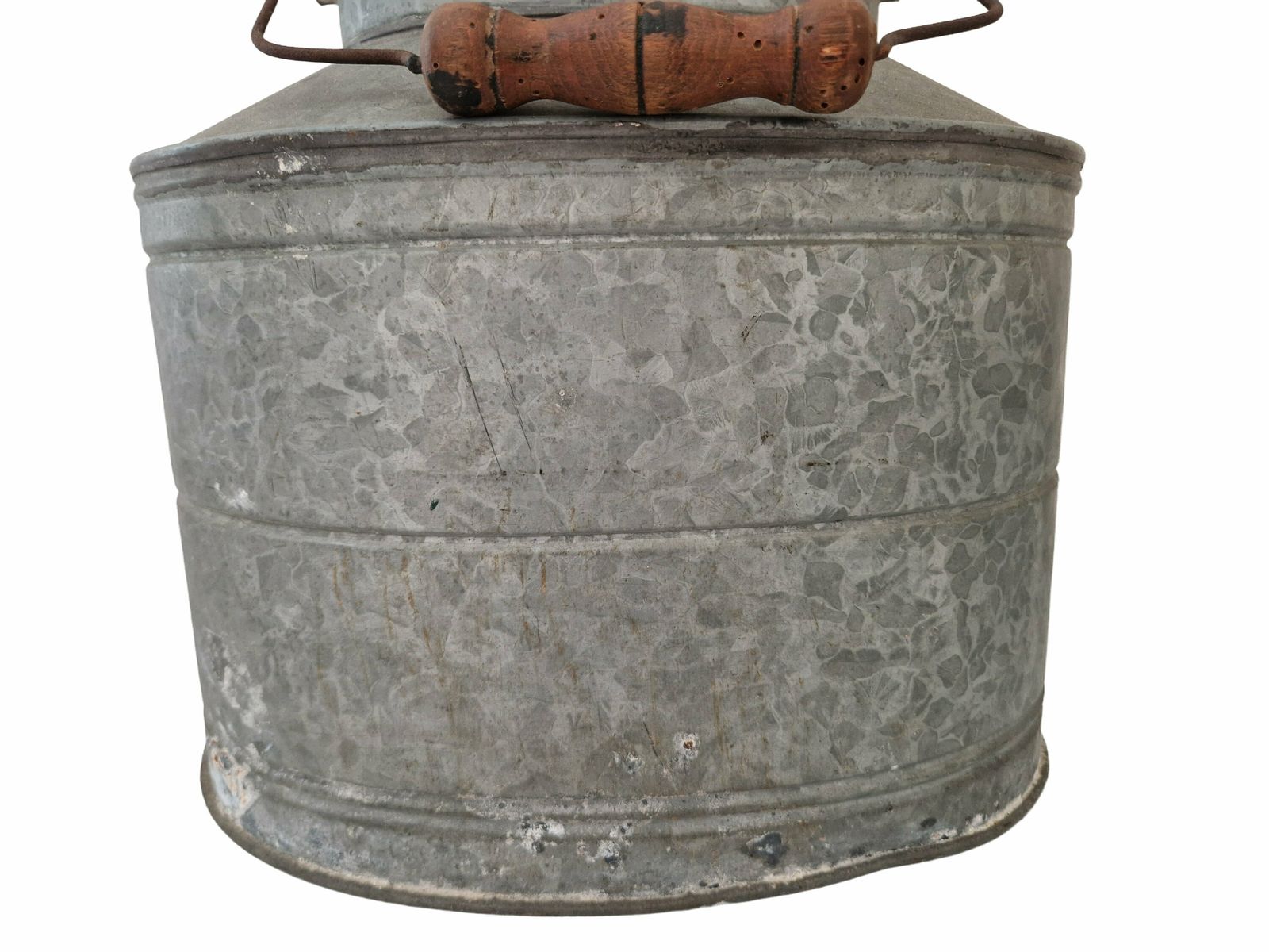 French Galvanized Fishing Creel, Large Vintage Zinc Minnow Bucket, Gift For Fisherman photo vintage