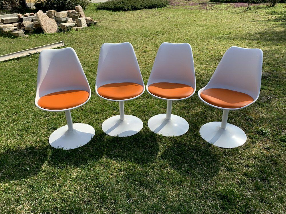 Orange Tulip Swivel Chairs Attributed To Eero Saarinen & Knoll, 1956, Set Of 4 photo furniture