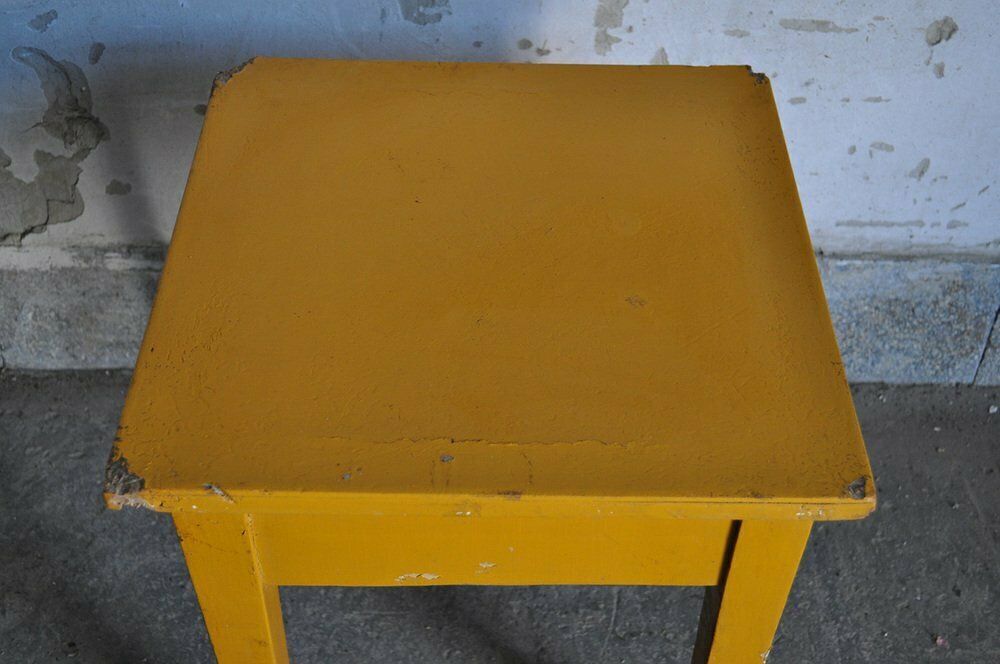 Ocher Painted Stool, 1940s, Vintage photo furniture