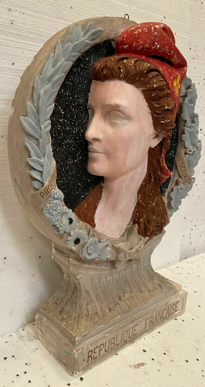 Medallion Portrait Of Marianne In Patinated Stucco 20th Century photo for sale