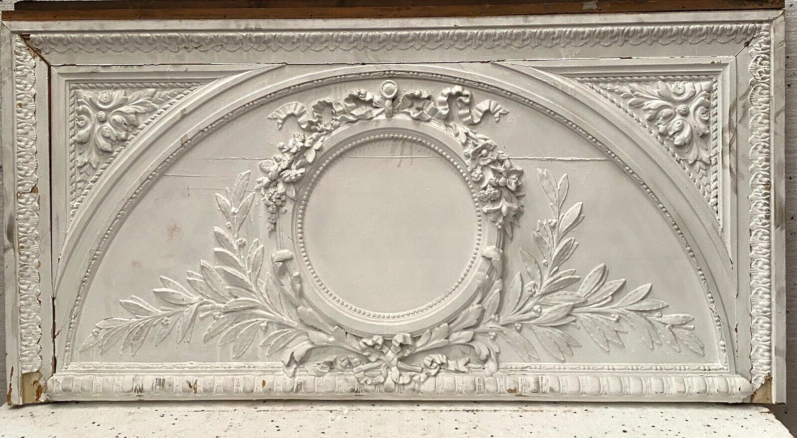Door Pediment Decorative Panel In Wood And Patinated Stucco 19th Century