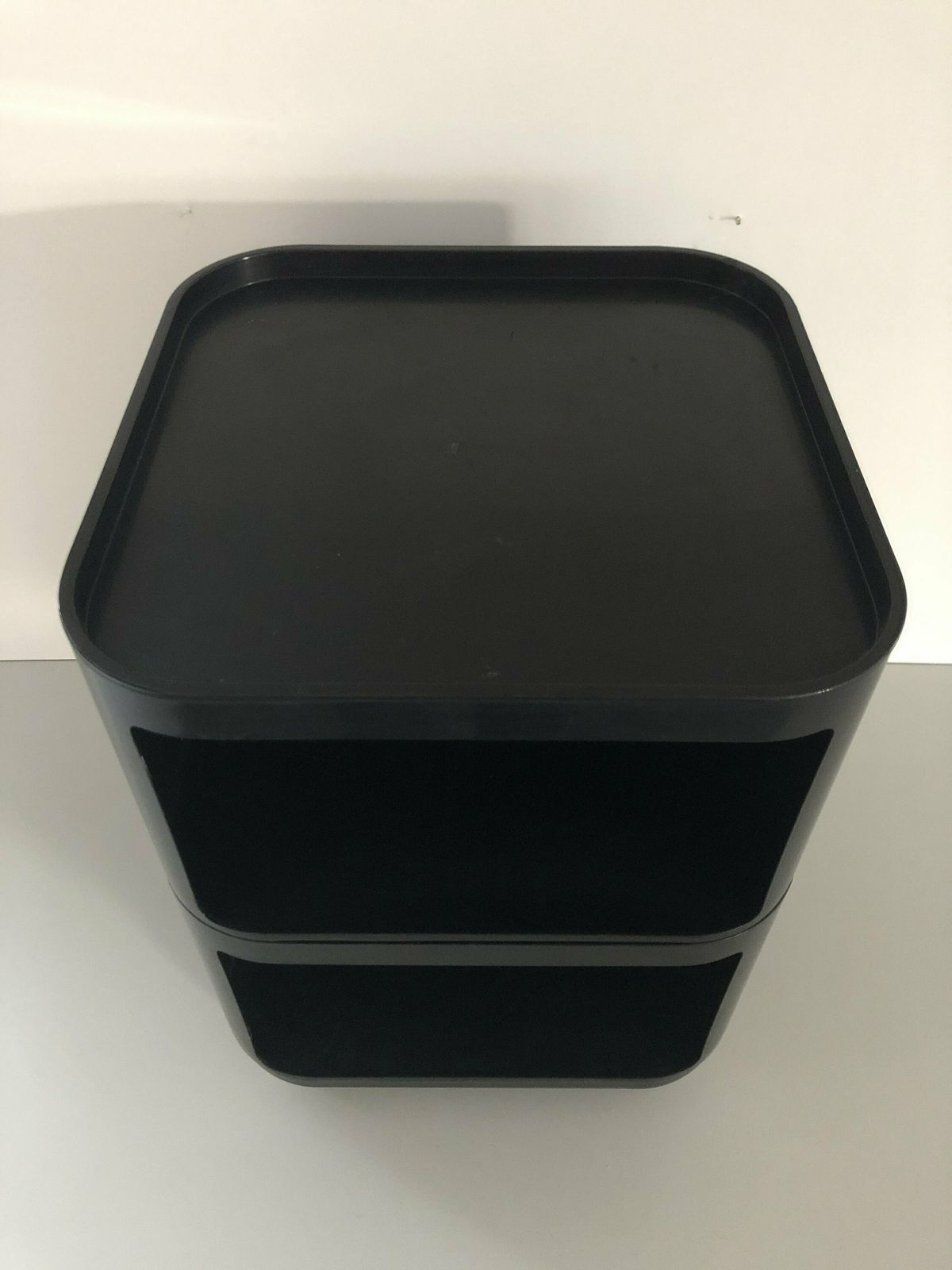 Iconic Italian Design Black Side Table With 2 Shelf, 1970s, Italy photo 620.0