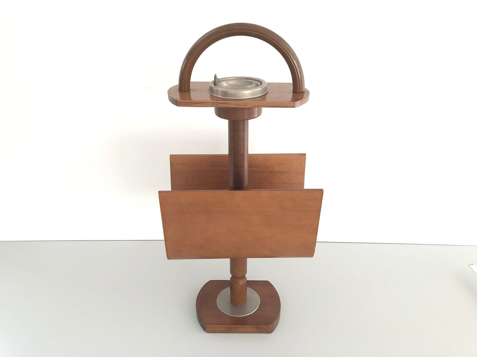 Mid Century Italian Wood Magazine Stand With Asian Top, 1950s, Italy photo furniture