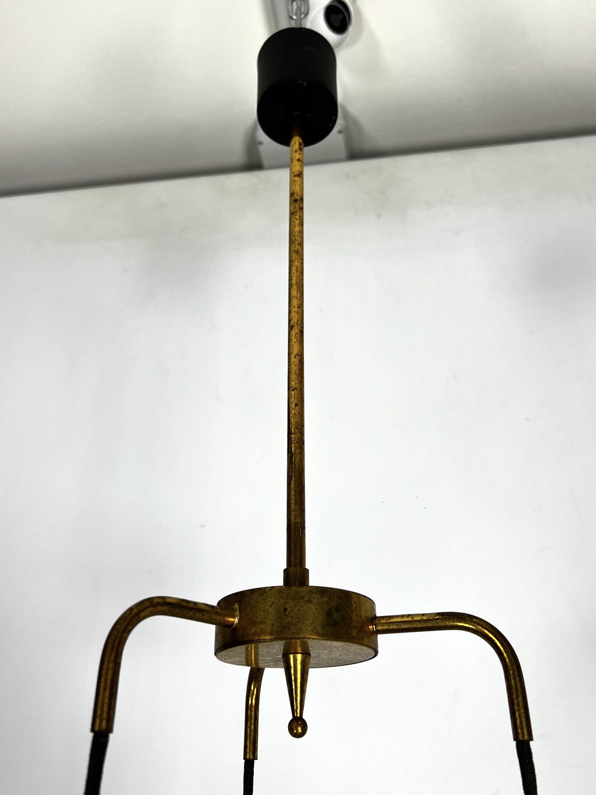 Mis Century Stilnovo Pendant With Three Lights. Italy 1950s photo 3510.0