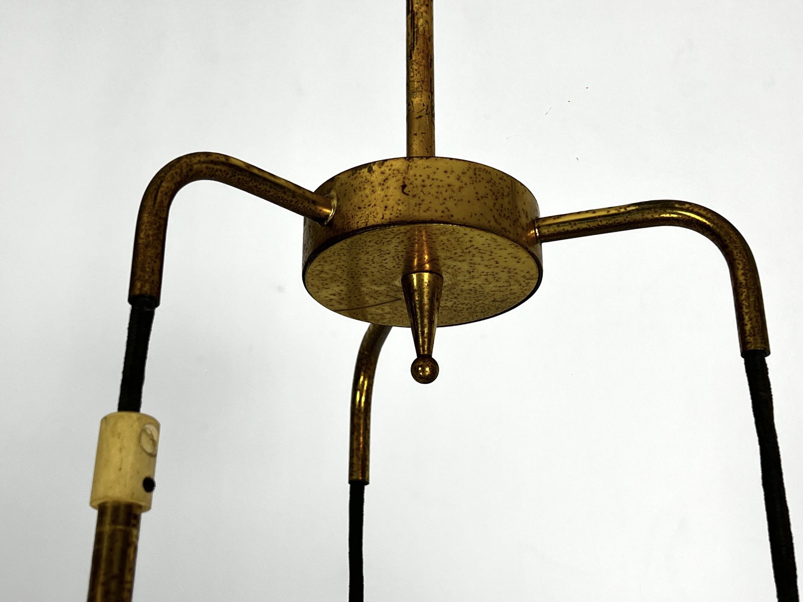 Mis Century Stilnovo Pendant With Three Lights. Italy 1950s photo vintage