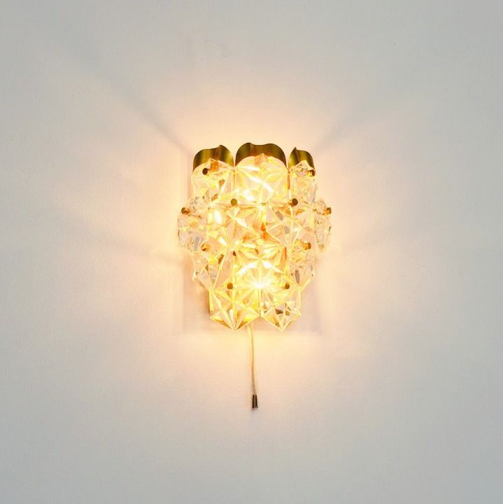 Wandlamp Met Geslepen Kristalglas En Verguld Messing Van Kinkeldey, Duitsland, Jaren 1970 photo 340.0