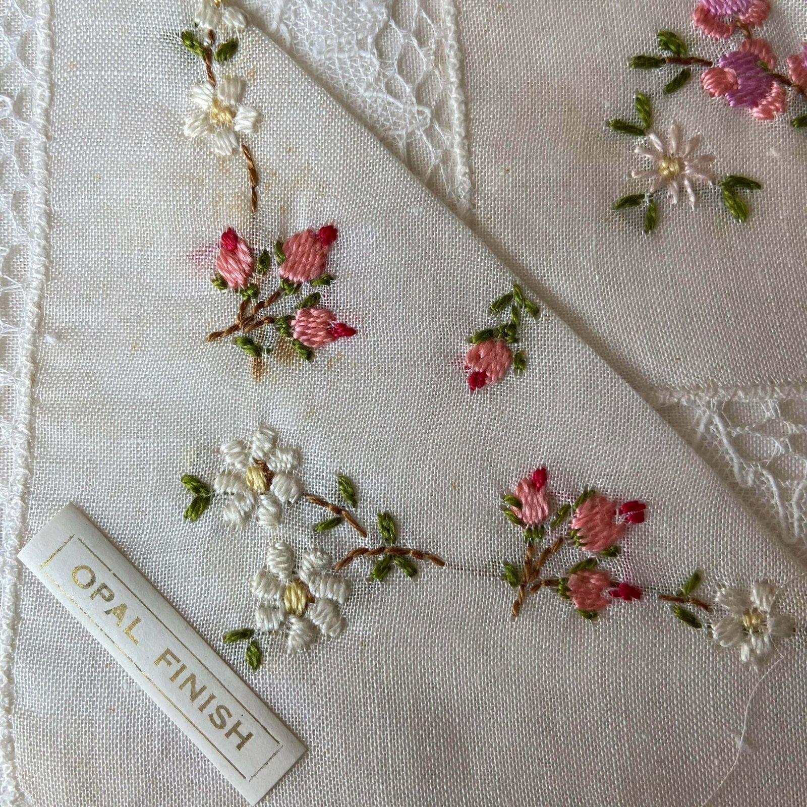 Vintage Handmade Silk Embroidery Handkerchief With Manual Lace Edge  6 Pieces photo Textiles
