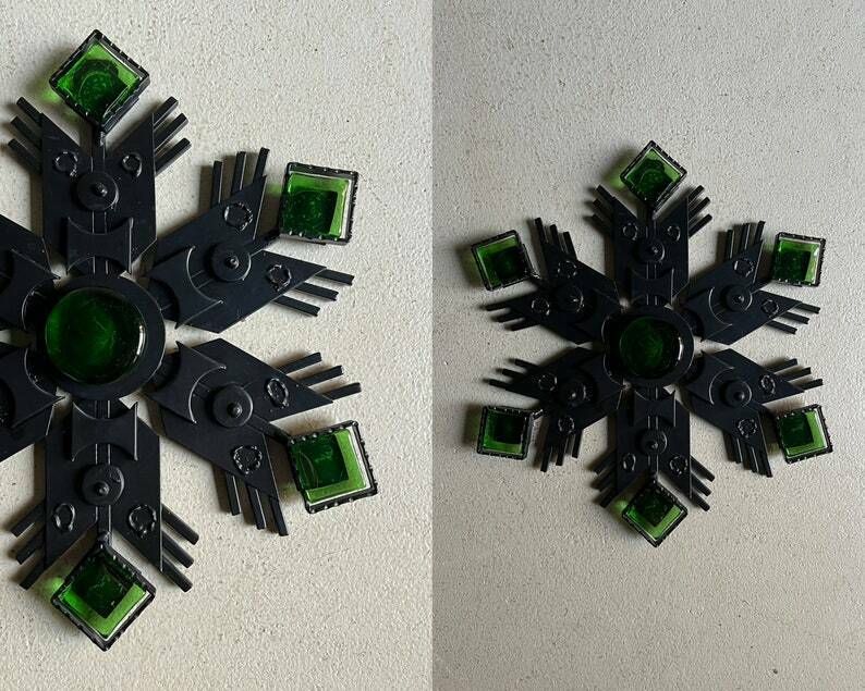 Dantoft Black Metal Green Glass Wall Decor | Denmark | Vintage