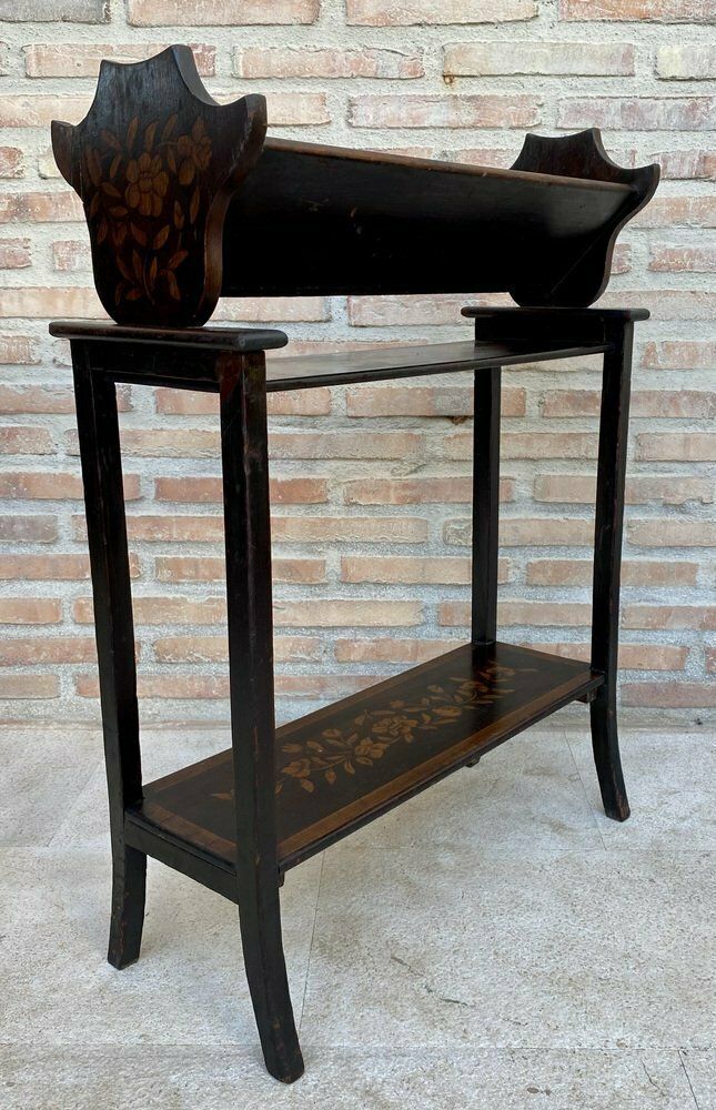 Mid 20th Century Modernist French Wooden Magazine Rack With Marquetry, 1950s photo Home Decor