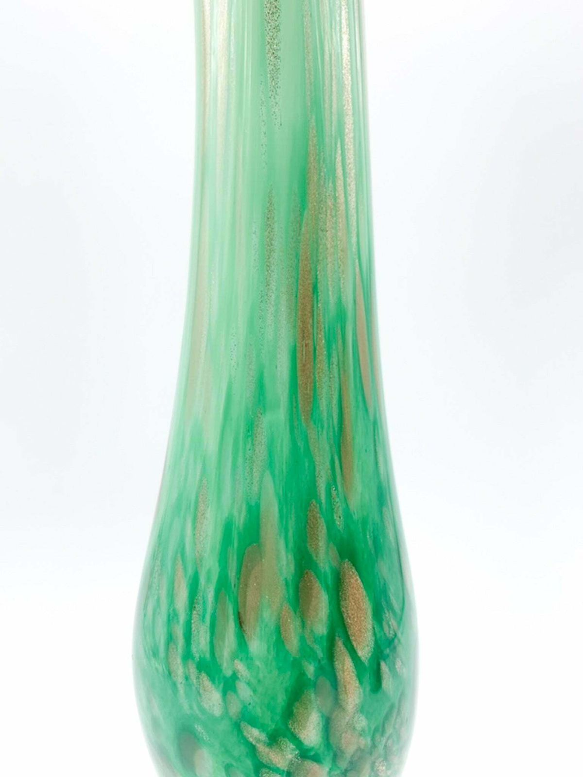 Single Flower Vase In French Green And Gold Glass From The 1960s photo for sale