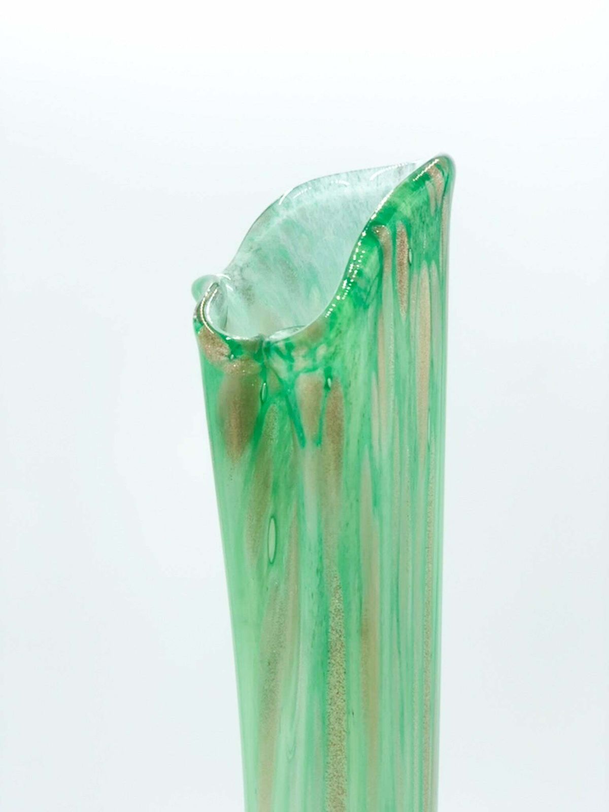 Single Flower Vase In French Green And Gold Glass From The 1960s photo buy