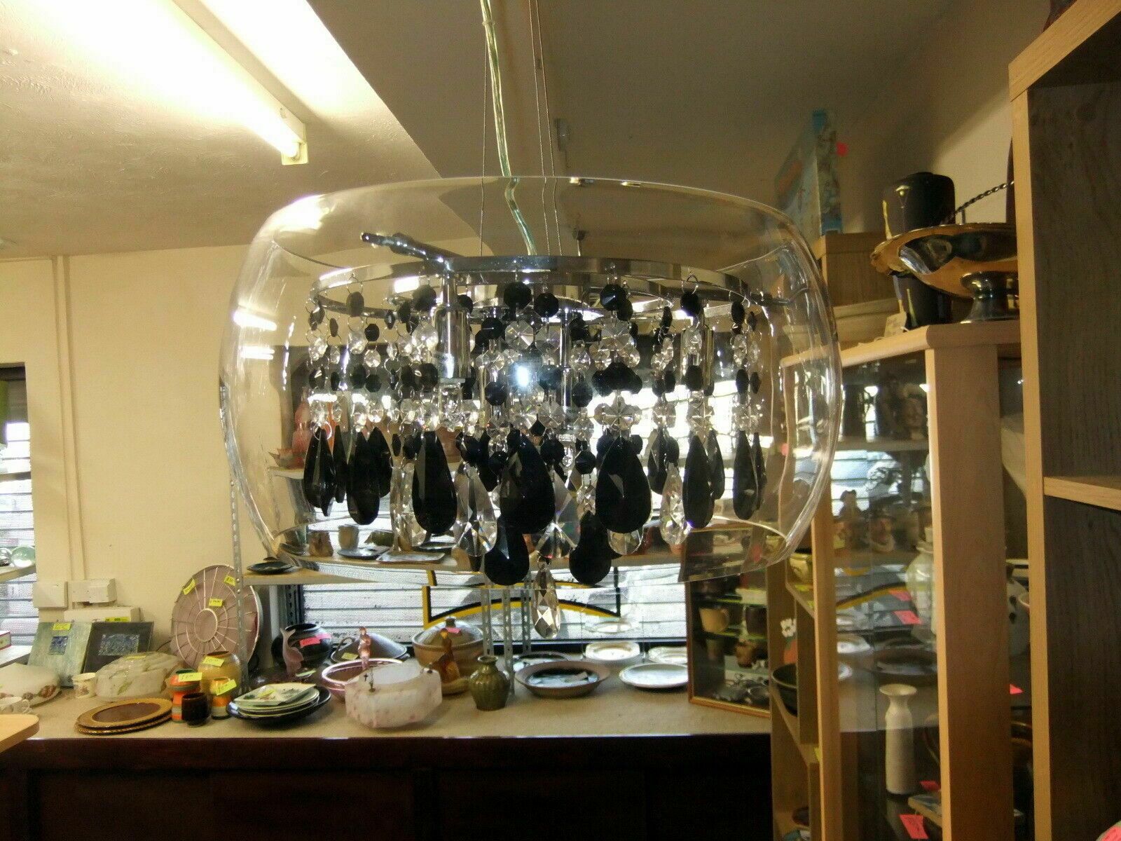 Dar Lighting Pendant Lamp. Globe Shaped With Hanging Crystal Drops.