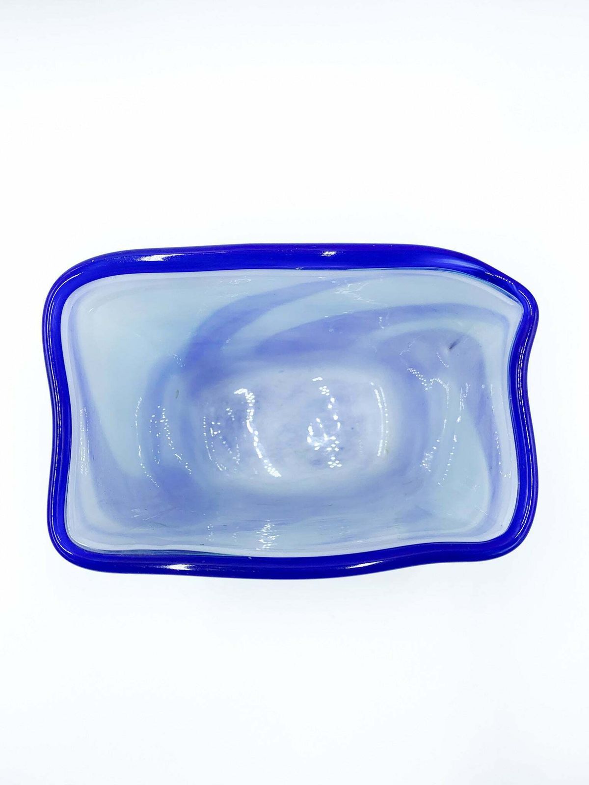 Verrerie D'art Au Village French Blue And Light Blue Glass Vase From 1995 photo vinterior
