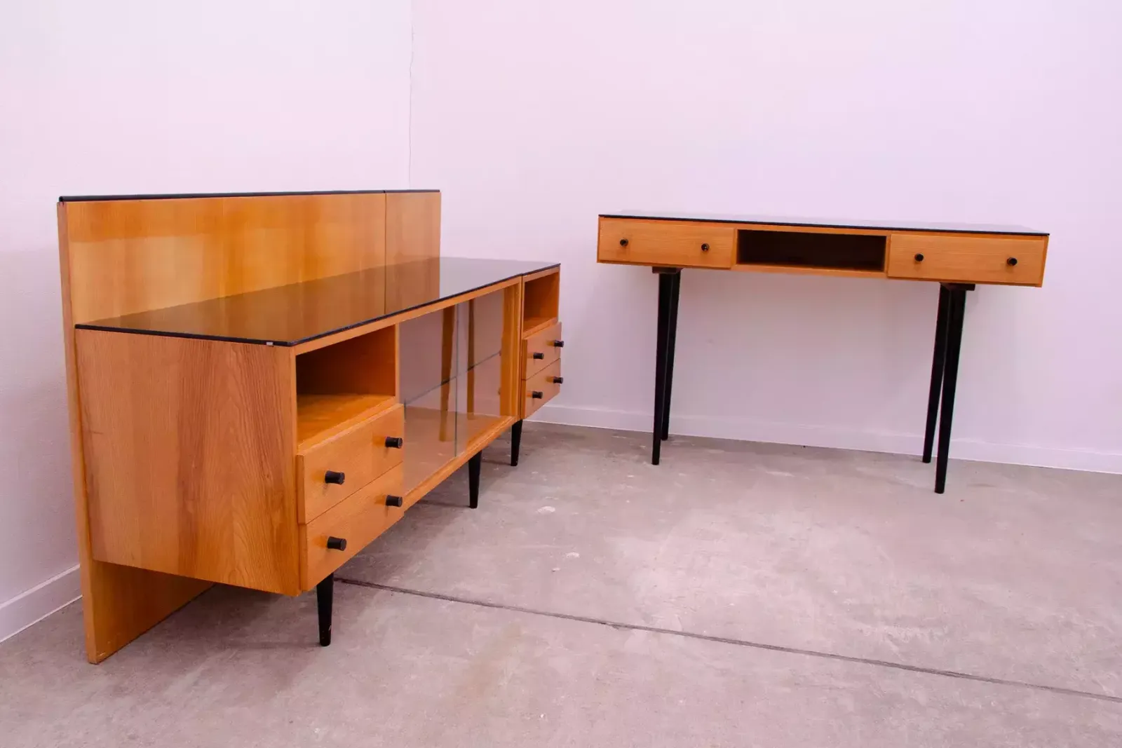 Midcentury Glazed Cabinet Bookcase By Mojmír Požár, Czechoslovakia, 1960s photo Furniture