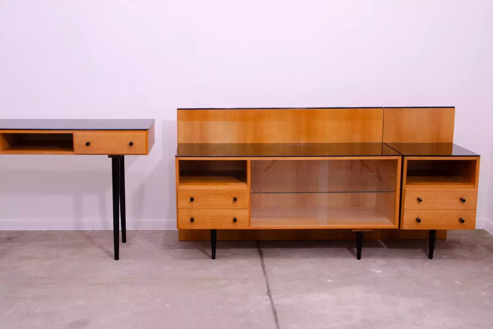 Midcentury Glazed Cabinet Bookcase By Mojmír Požár, Czechoslovakia, 1960s photo buy