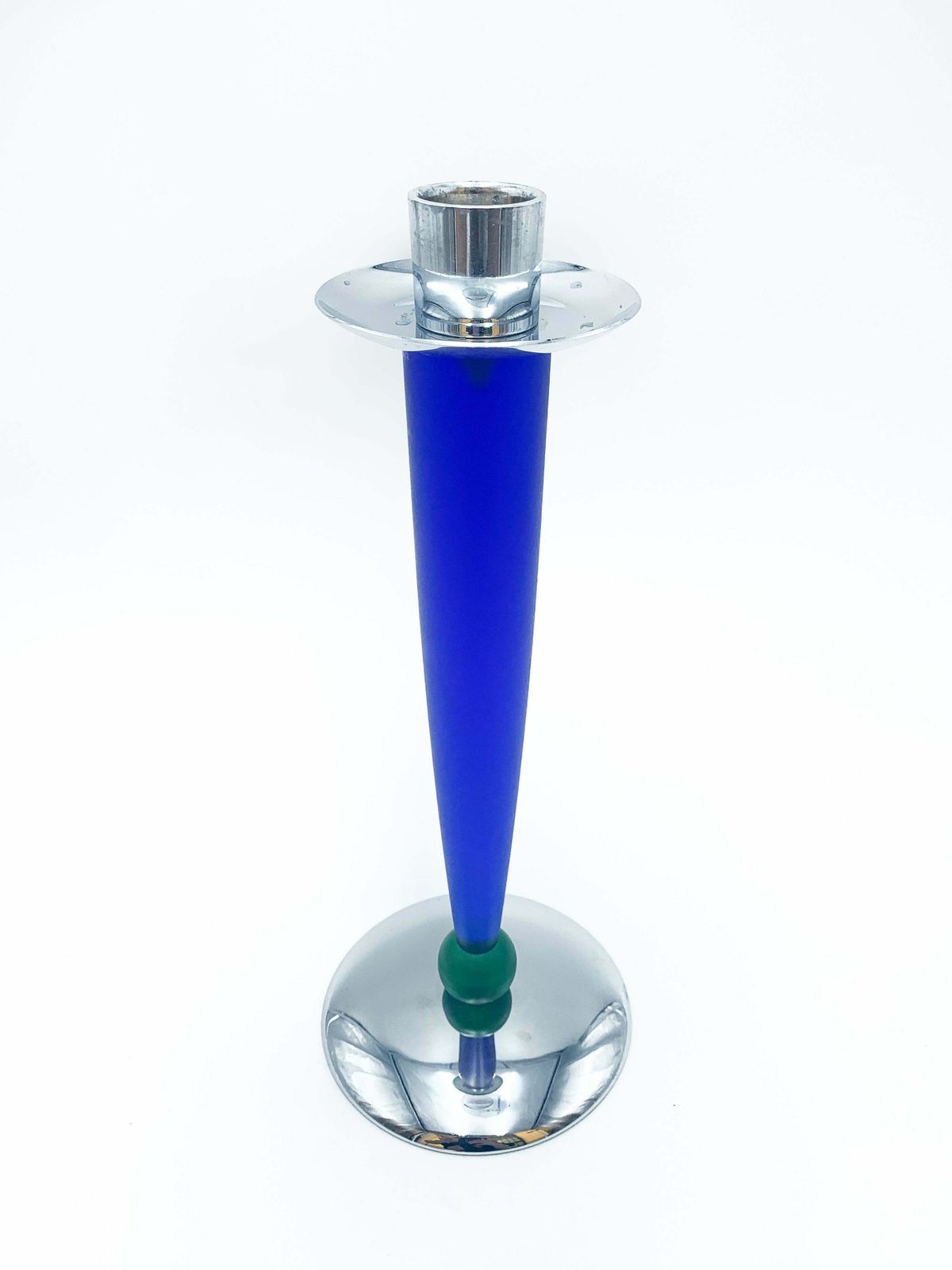 Murano Glass And Steel Candle Holder photo for sale