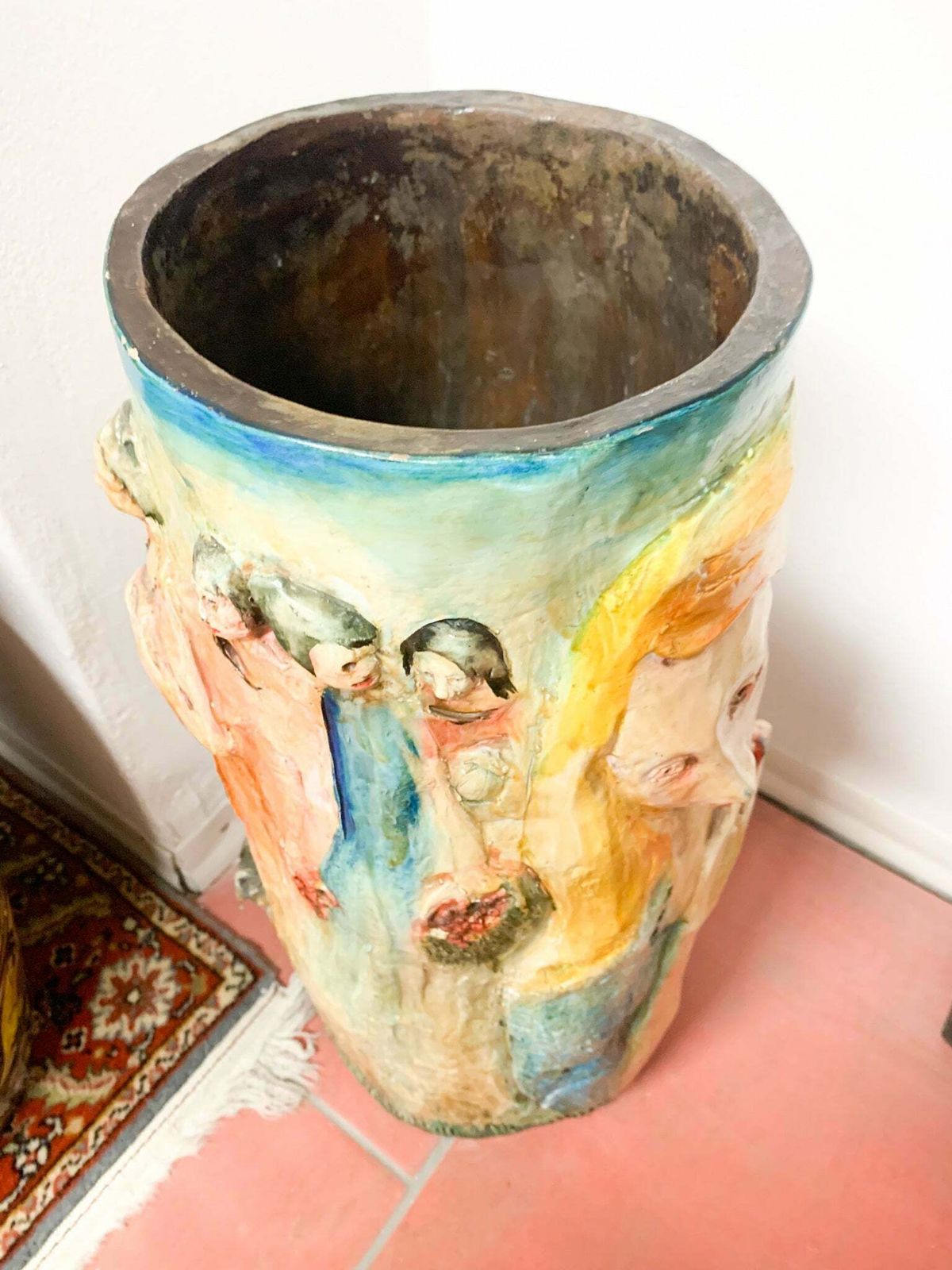 photo vintage Ceramic Umbrella Stand By Pucci, Hand Painted And Sculpted From The 1950s