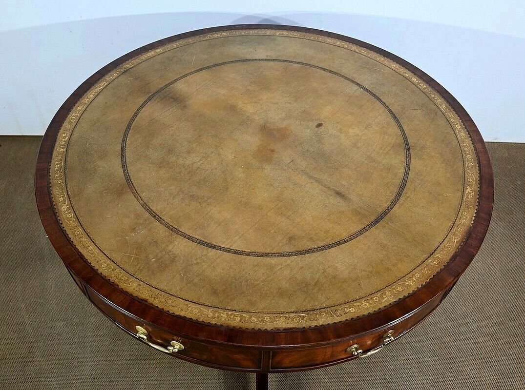 Mahogany Rotating Drum Table, Regency Style, England – 2nd Half Of The 19th Century photo 2616.5322584299997