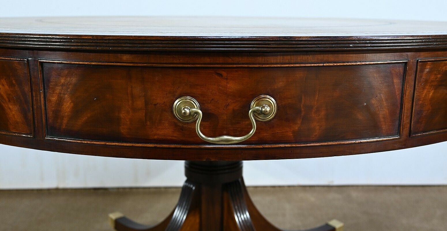 2616.5322584299997 Mahogany Rotating Drum Table, Regency Style, England – 2nd Half Of The 19th Century photo