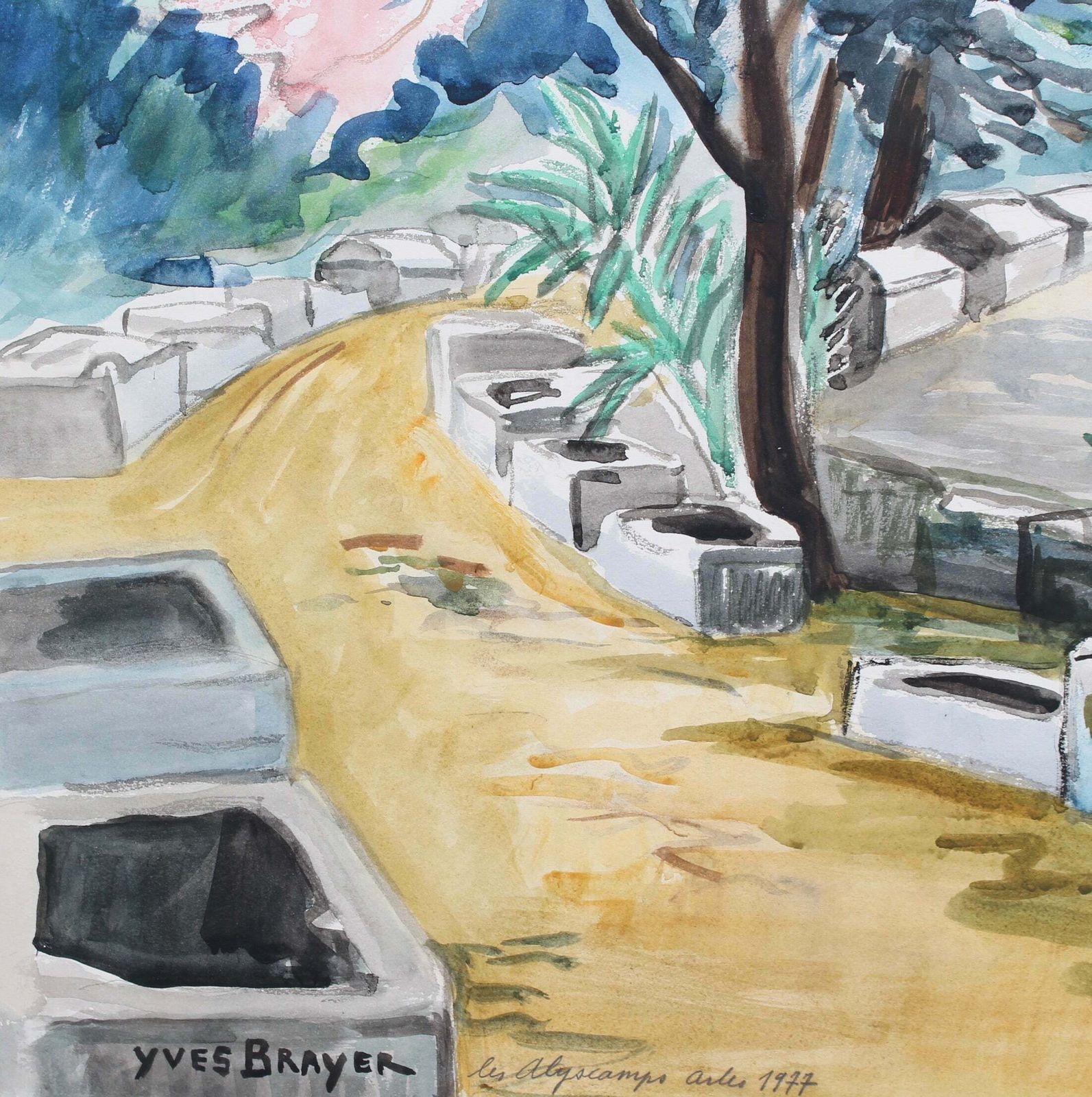 Art 'Les Alyscamps Arles' By Yves Brayer (1977) photo