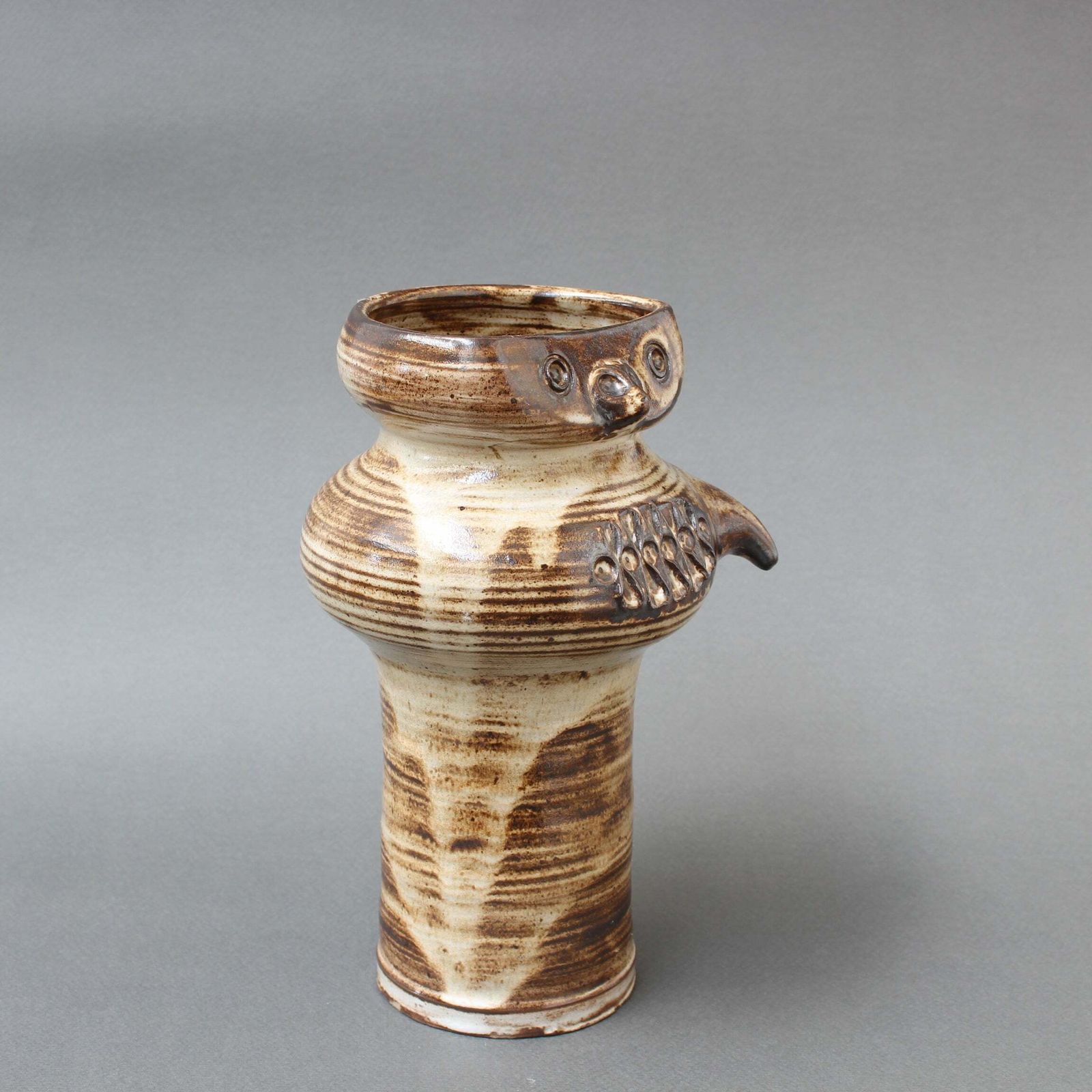 Glazed French Ceramic Stylised Owl Vase By Jacques Pouchain (Circa 1960s) photo furniture
