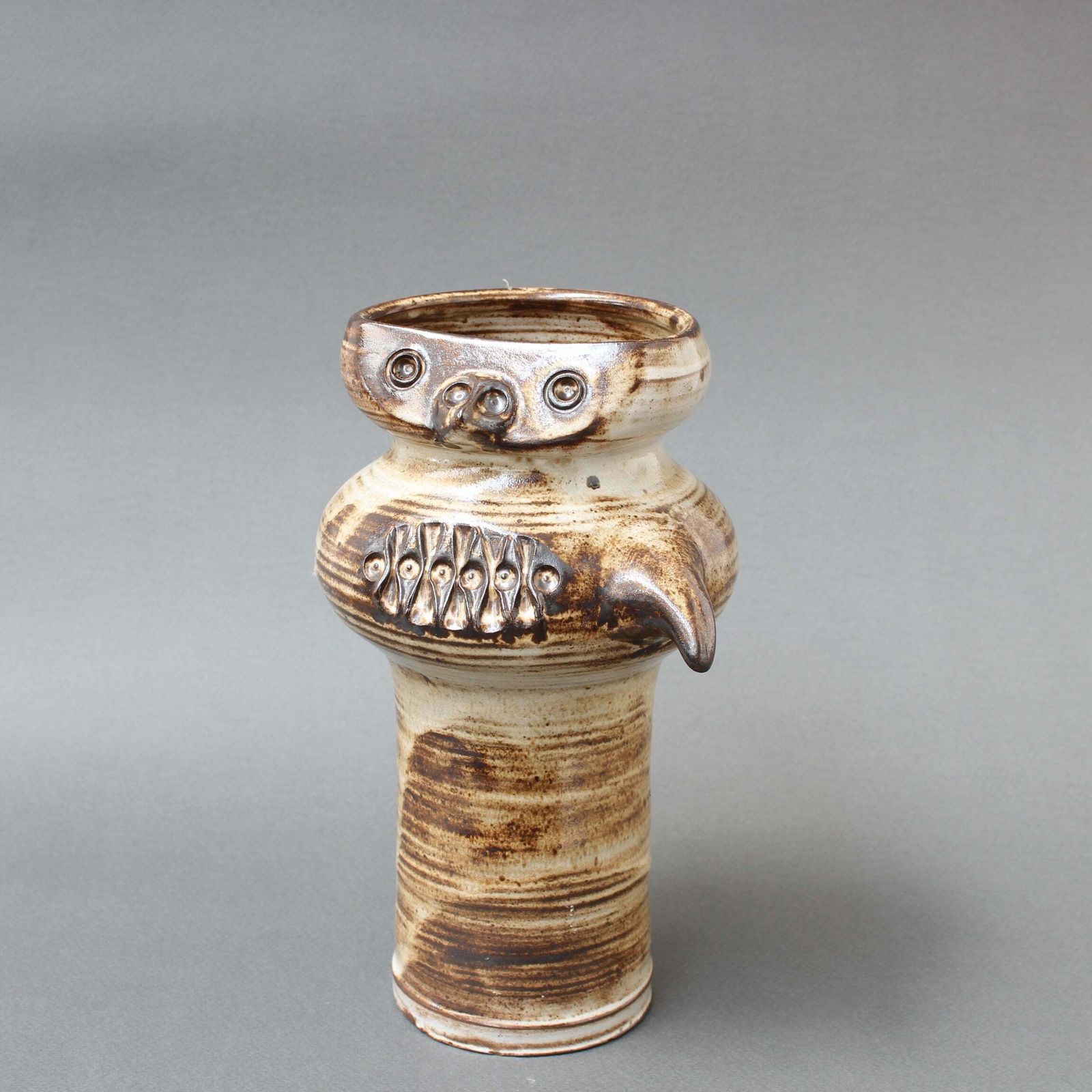 Glazed French Ceramic Stylised Owl Vase By Jacques Pouchain (Circa 1960s) photo vinterior