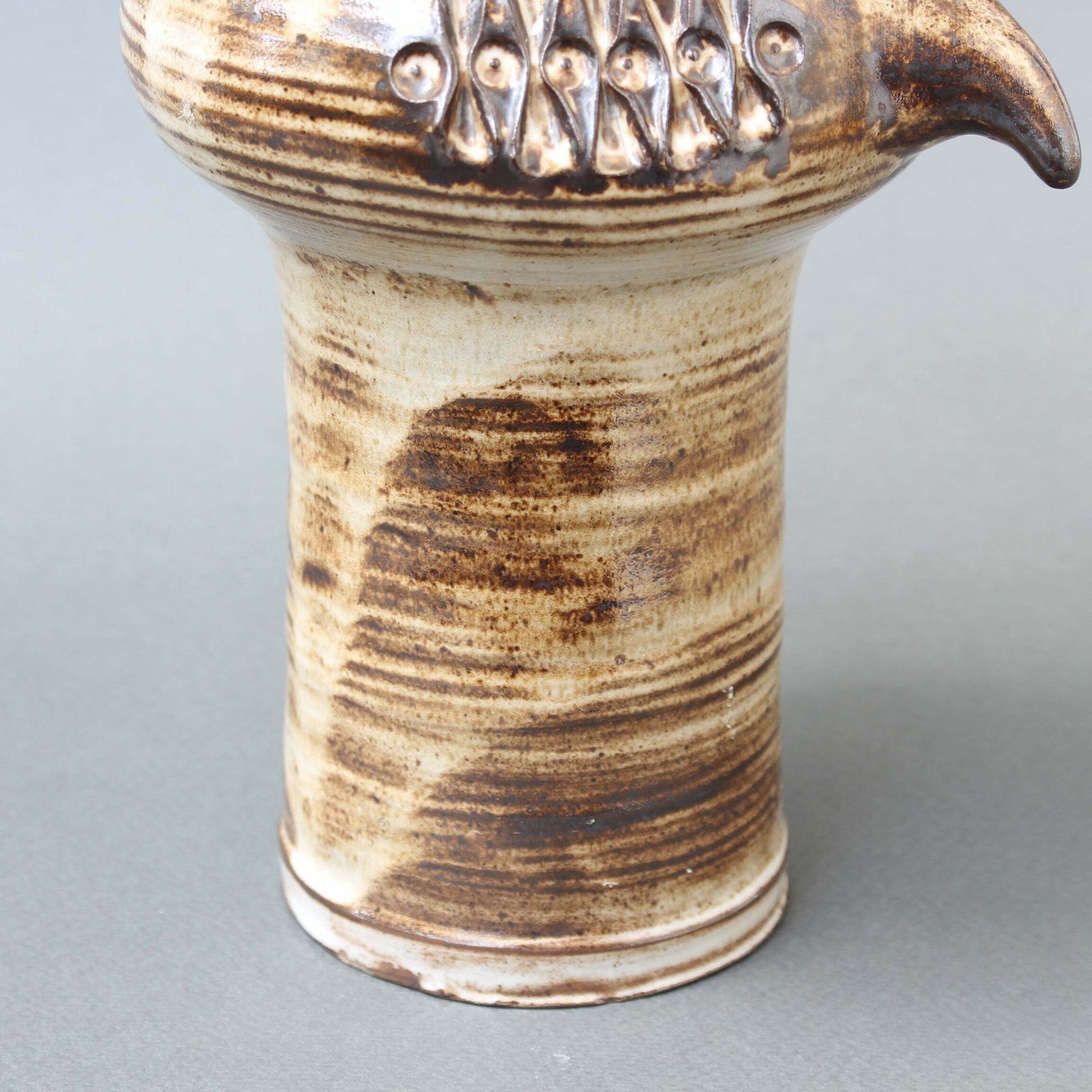 1200.0 Glazed French Ceramic Stylised Owl Vase By Jacques Pouchain (Circa 1960s) photo