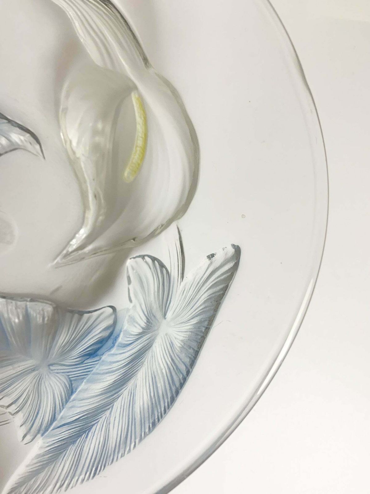 French Glass Centerpiece Bowl With 1950s Flowers photo Home Decor