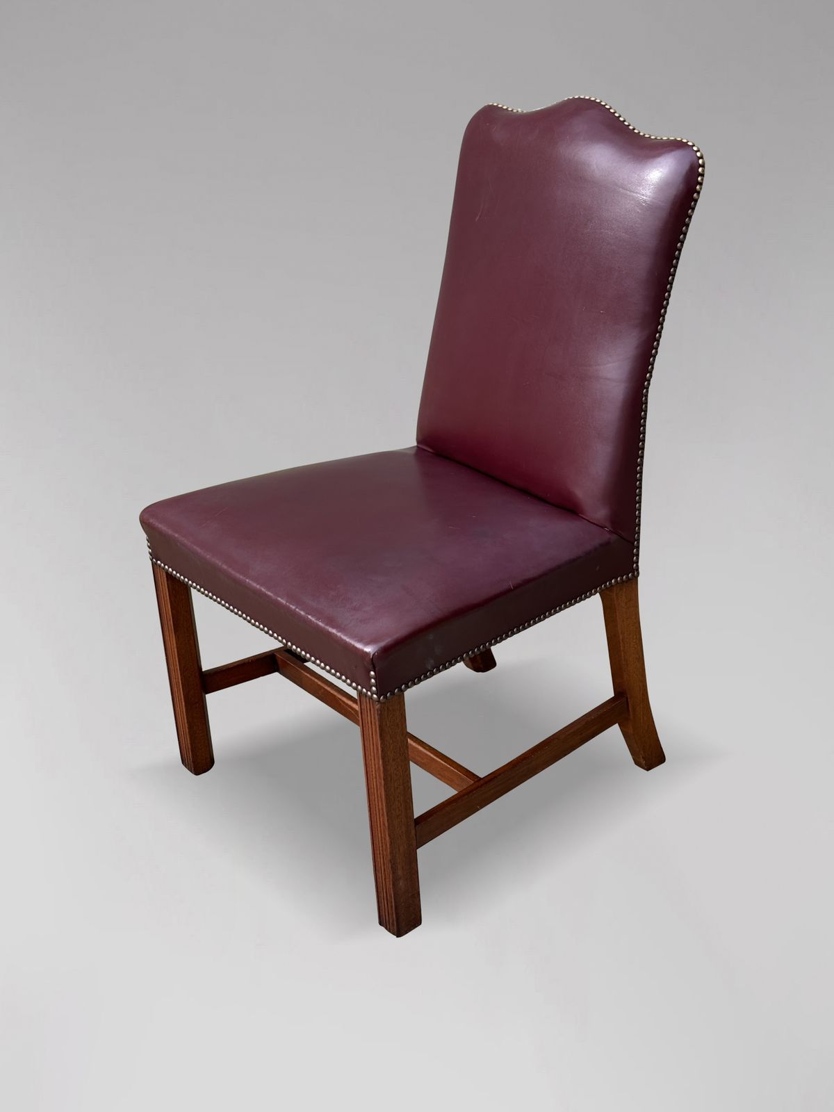 Set Of 6 George III Style Burgundy Leather Dining Chairs photo for sale