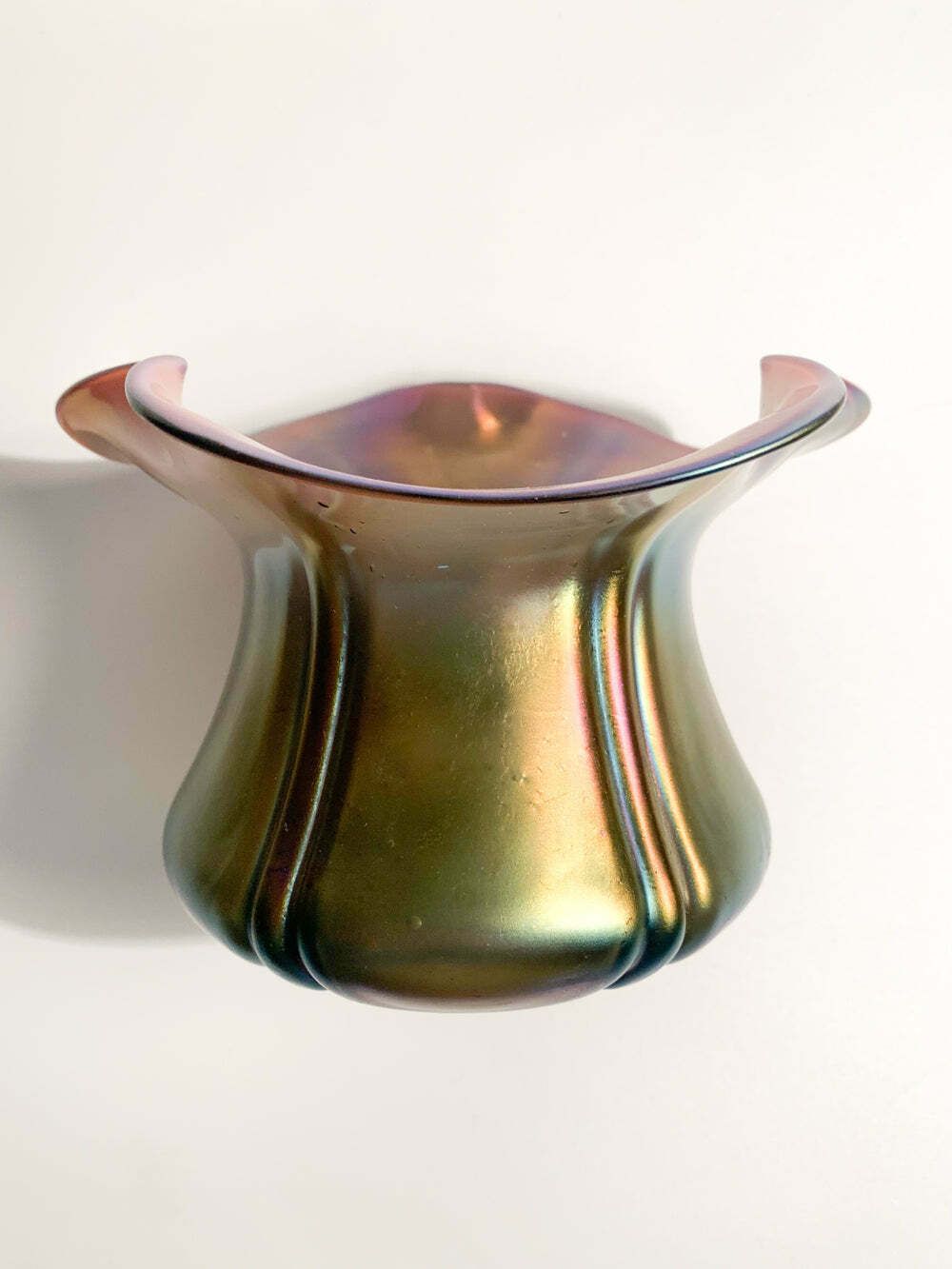photo furniture Iridescent Loetz Glass Vase With Flower Opening, 1940s