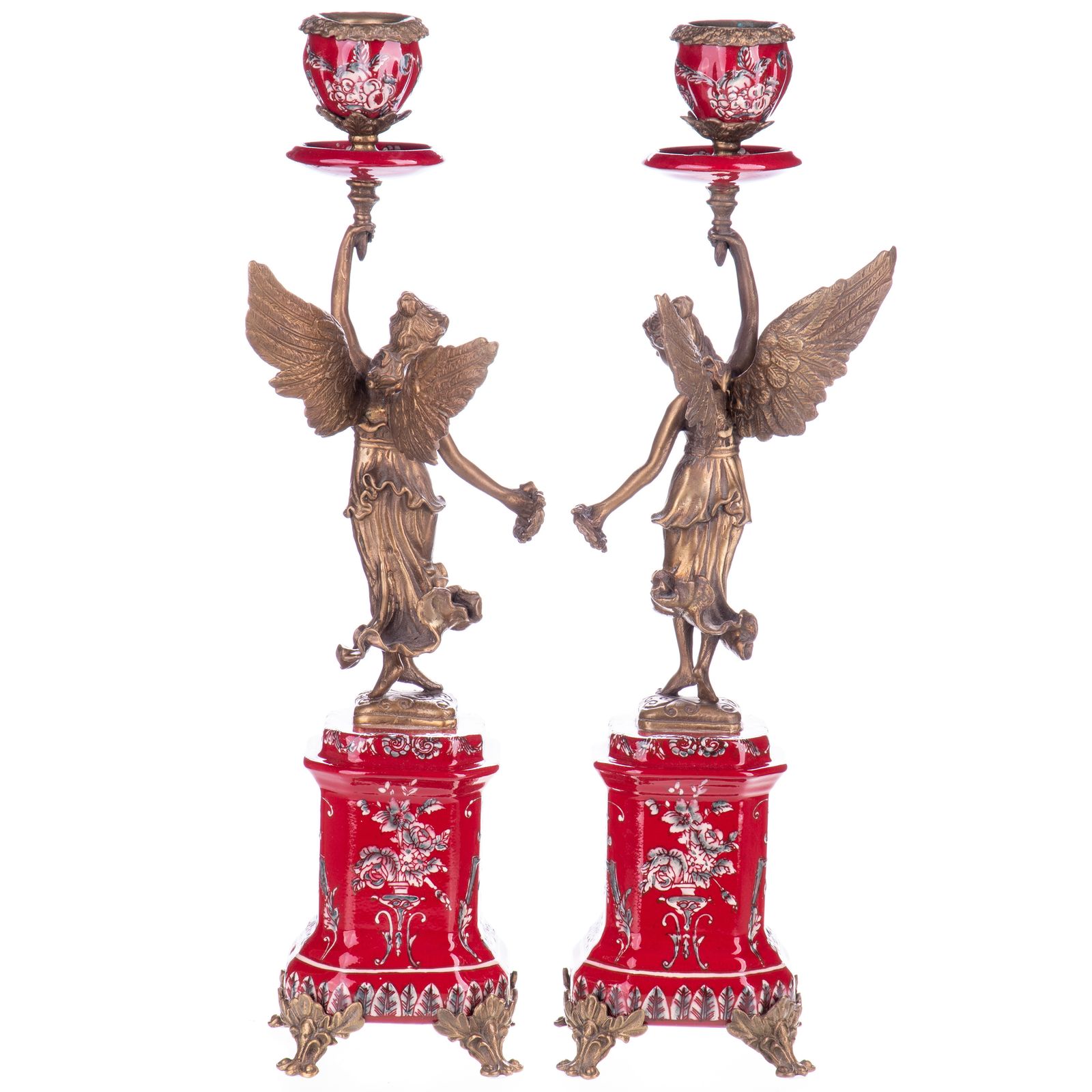 Elegant Porcelain And Bronze Candle Holder Set – Set Of 2 photo furniture