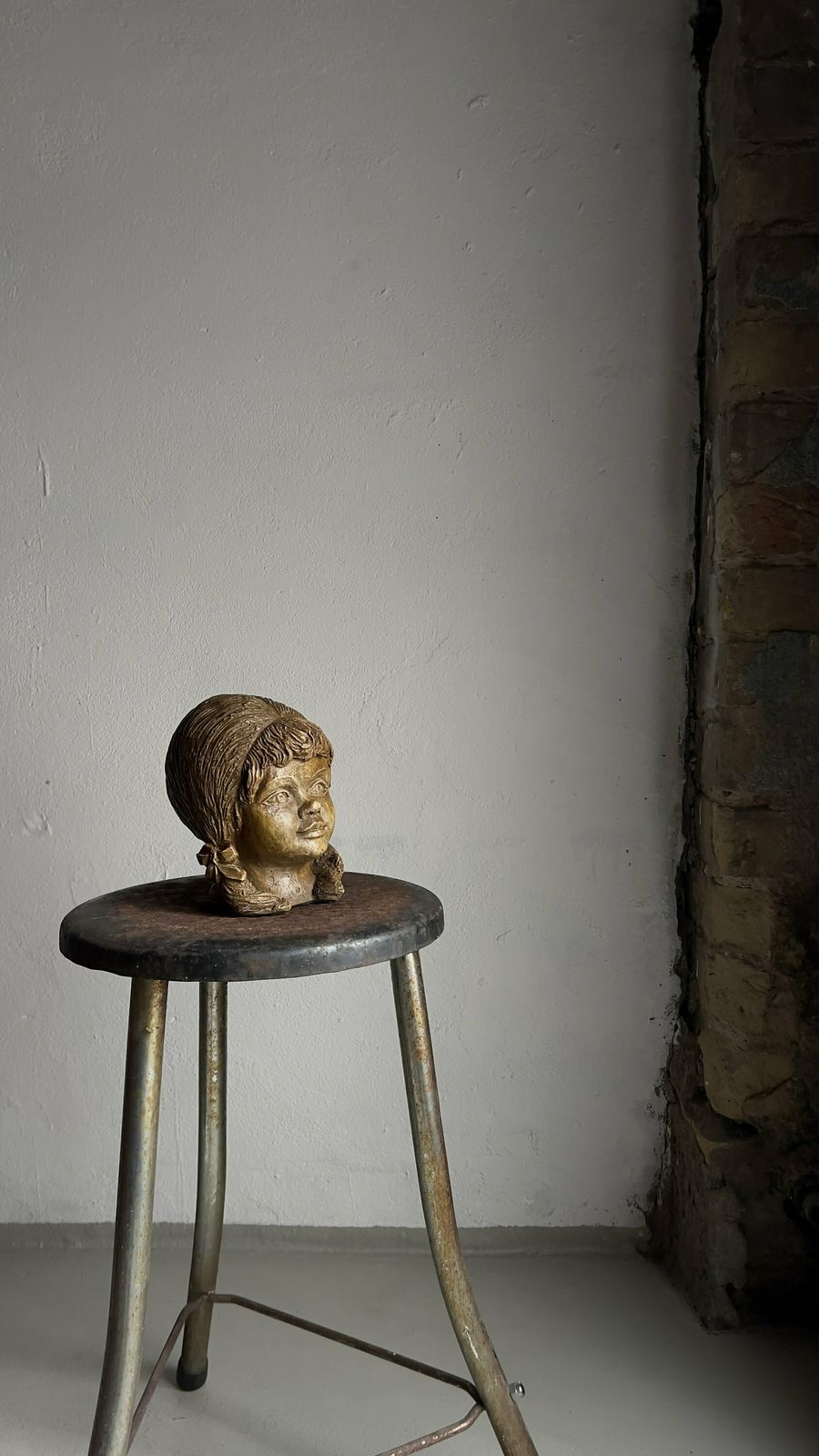 photo for sale Stoneware Girl Head Sculpture Ceramic Figurine Netherlands Vintage
