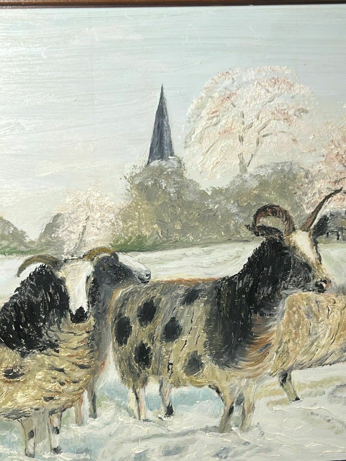 British Contemporary Artist A Cheetham Horned Ewes In Winter Landscape photo 295.0
