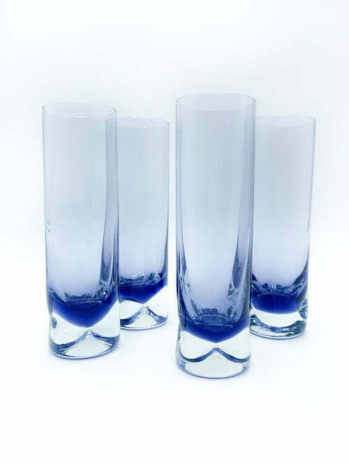 Set Of Four Drinking Glasses In Sculpted Purple Glass From The 1960s