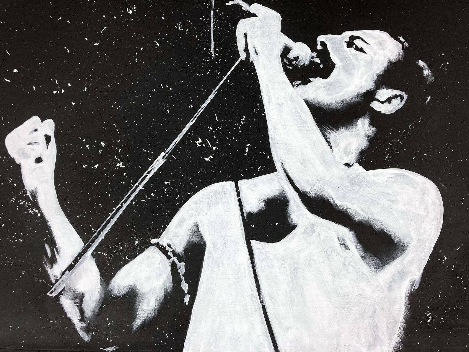 Coffee Table. Freddie Mercury ‘I Want To Break Free’. Hand Painted. Solid Mahogany. Black & White Coffee Table. Lounge Furniture. photo furniture