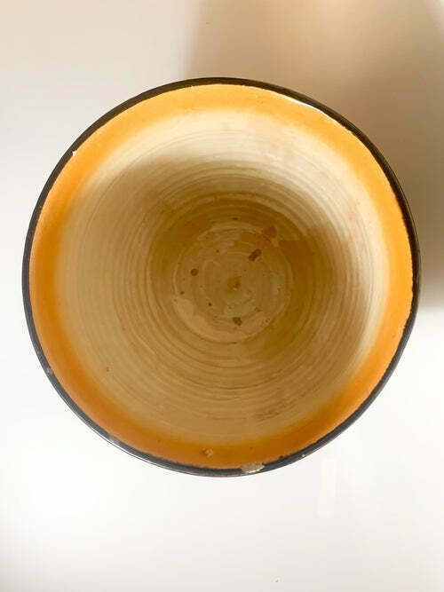Orange And Green Ceramic Cachepot Vase By Galvani Pordenone, 1960s photo vinterior