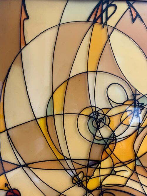 Cloisonnè Painting On Methacrylate Depicting The Birth Theme Of Aquarius 1982 photo Art