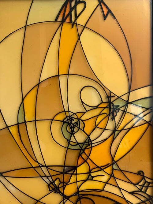 Cloisonnè Painting On Methacrylate Depicting The Birth Theme Of Aquarius 1982 photo 366.25