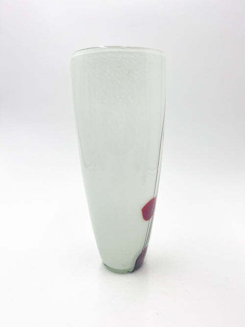 White Murano Glass Vase With Red And Black Decorations From The 1970s photo buy