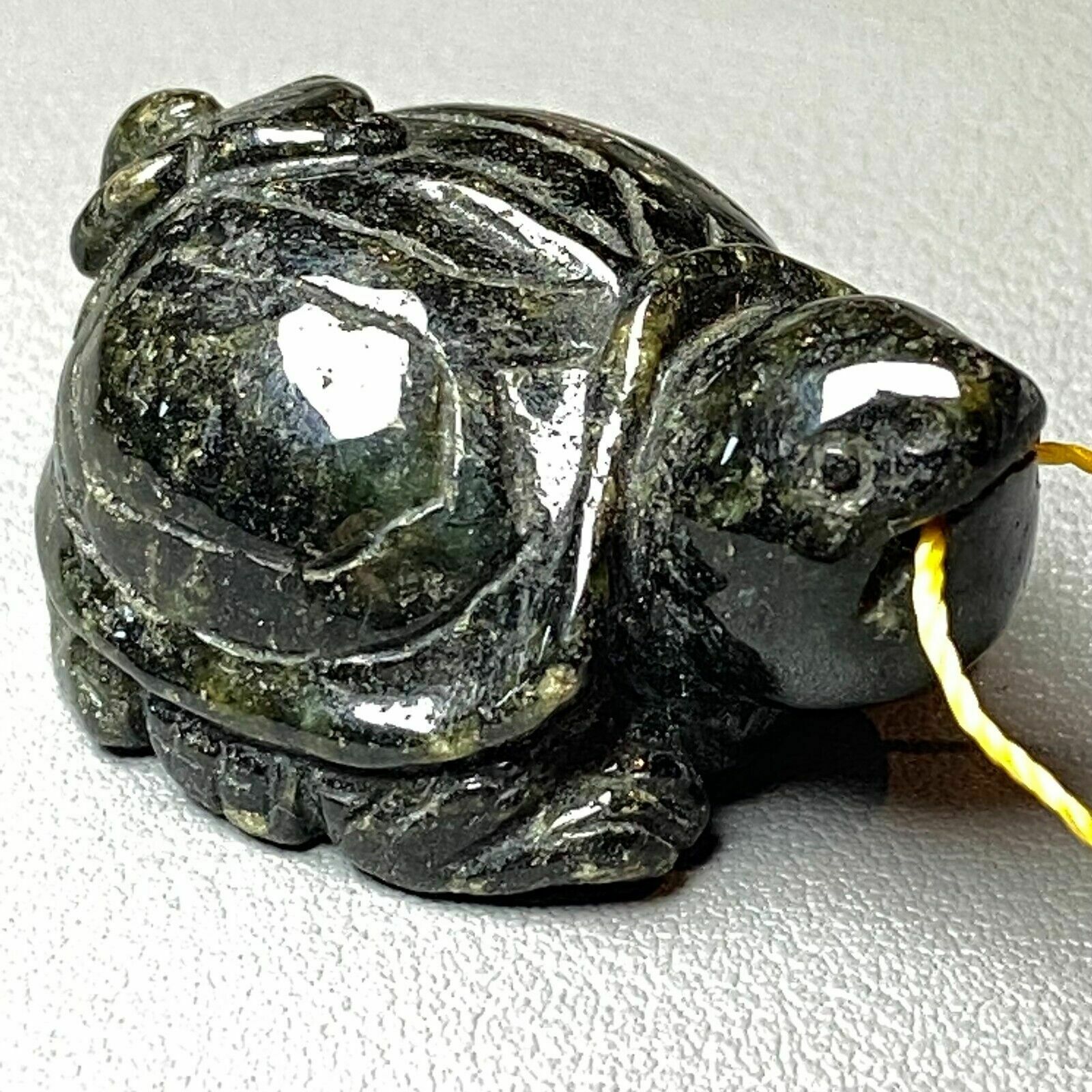 Antique Chinese Natural Ink Green Jadeite Jade Carved Turtle Amulet Statue photo Art
