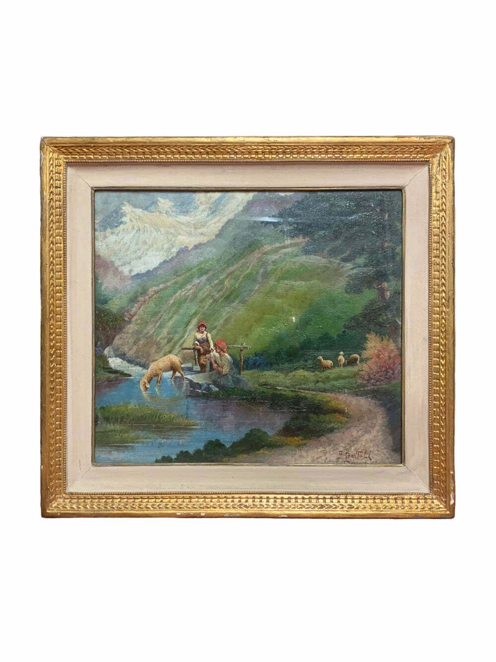 Double Oil Painting On Canvas By Arnaldo Bartoli, 1950s