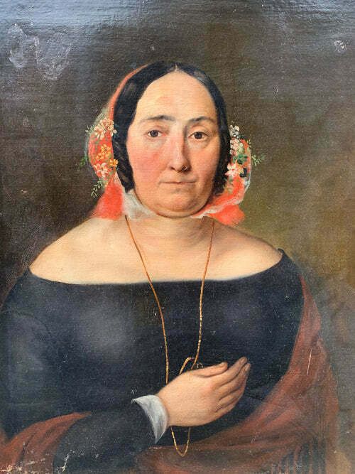 Oil Painting On Canvas Of A Portrait Of A Lady From 1800 photo Art