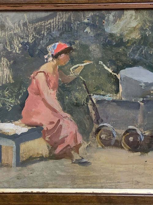 Oil Painting On Canvas By Attilio Melo, 1950s photo for sale