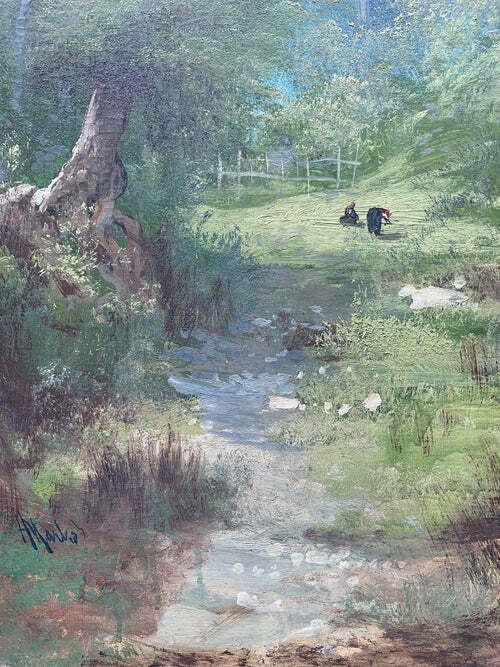 Oil On Canvas Landscape Painting By Henry Markò, Early Twentieth Century photo Art