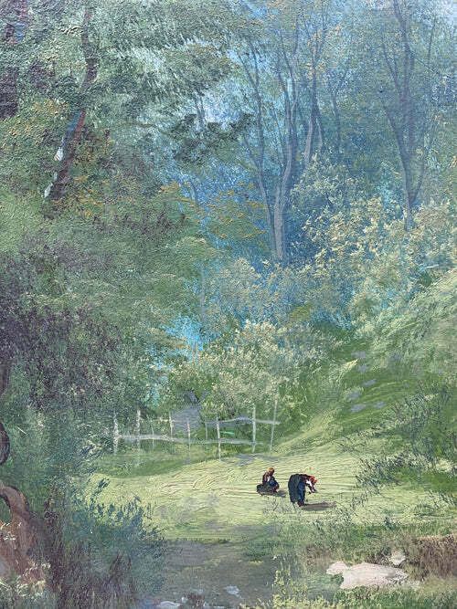 Oil On Canvas Landscape Painting By Henry Markò, Early Twentieth Century photo vintage