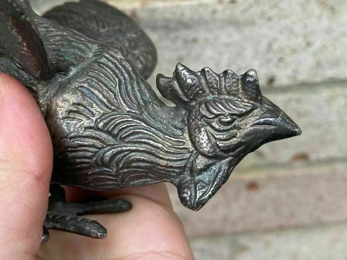 A Pair Of Silver Plated Bronze Fighting Cockerels, France, Early 20th Century photo vintage
